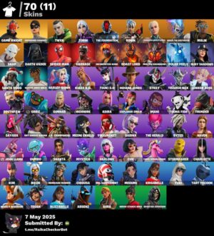 🔥 Fortnite Account – Darth Vader, Spider-Man, Carnage, Indiana Jones – 70 Skins – Full Access – Last Activity 30+ Days